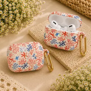 Coastal AirPods Case for AirPods 4 3 Pro 2, Vintage Lobster Earbud Cover, Cute Ocean Sea Shell Coral Stripe Case Protective Gift for Her