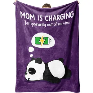 Funny Gifts for Mom Birthday Valentines Day - Mom is Charging Blanket- New Moms Gifts for Women, Super Soft Blanket Throw for Napping Travel