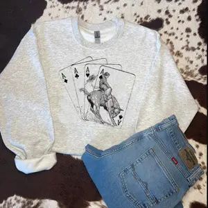 Cowboys cards sweatshirt, Western clothing Sweatshirt, Country shirt, western tops, western outfits women