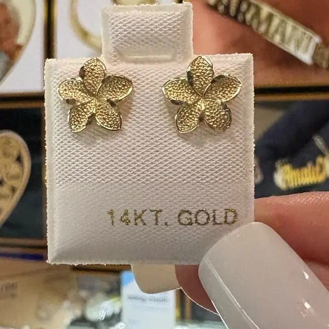 14k gold earrings - hibiscus flower