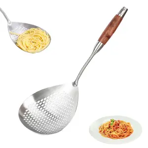 Large Capacity Food Sieve With Long Handle, Stainless Steel Colander,Stainless Steel Skimmer Spoon,Stainless