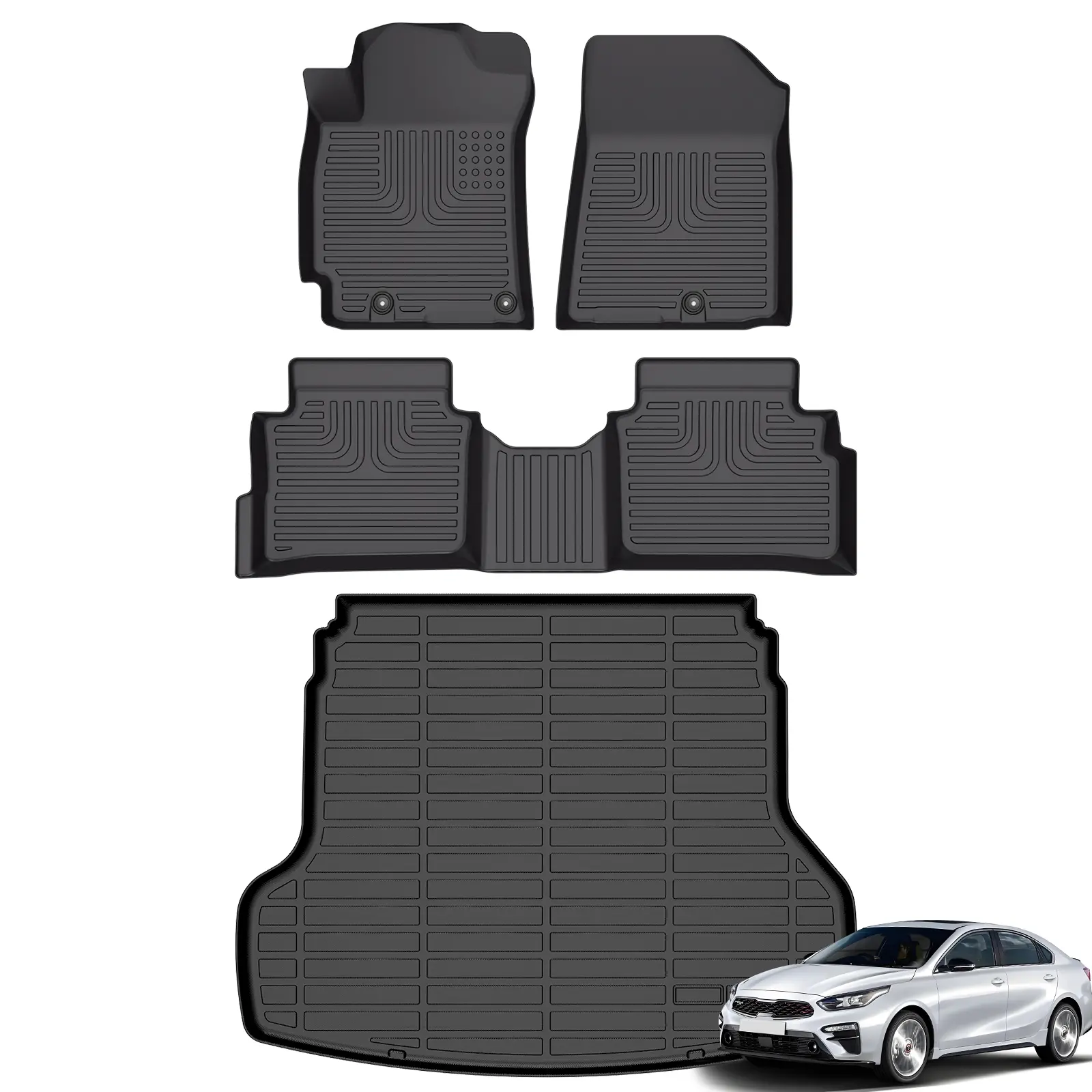 Depituu For Kia Forte 2019-2024 S/EX/FE/LX/LXS/GT/GT-Line Floor Mats & Cargo Liners, All Weather Floor Mats,Waterproof Anti-slip Durable Floor Mats Car Accessories Autos Protector Automotive,auto accessories,car essentials,car accessories