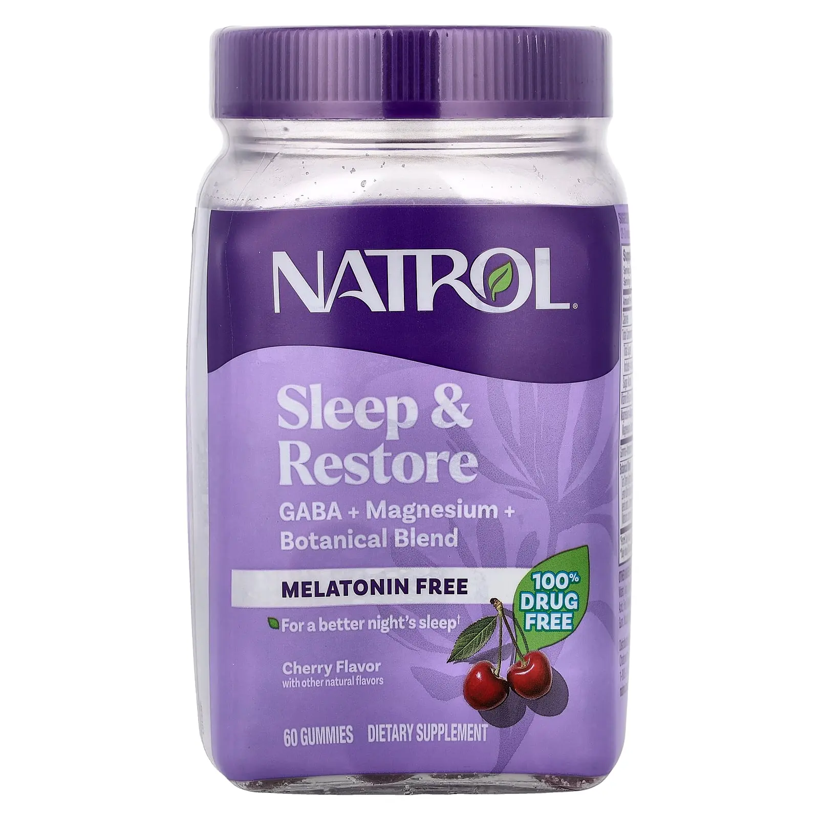 Natrol Sleep & Restore Gummies, Melatonin Free, Cherry, 60 Gummies