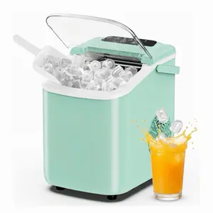 EKD Ice Maker Countertop, Ice Machine with Portable Handle, Basket and Scoop, 26lbs Daily, 9 Bullet Cubes in 6~8 Mins, Auto-Cleaning for Home, Kitchen, Office, Outdoors, RV Camping