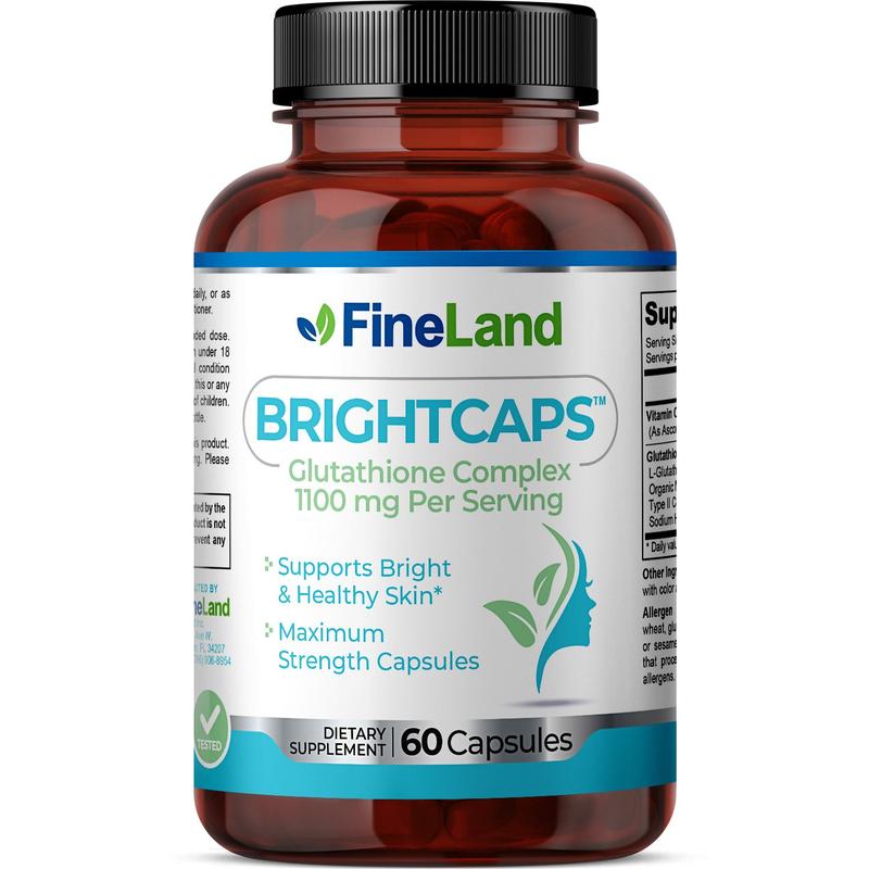 FineLand Brightcaps Glutathione Complex 1100 mg Per Serving, Supports Bright & Healthy Skin, Maximum Strength Capsules gummy  hair Healthcare Fitness