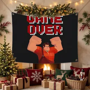 W-Wreck-It Ralph CARTOON Flags Multi Size Atmosphere Flag, Cheerleading Hand Pulled Banner, Portable Outdoor Event Flag & Wall Decor for Sports, Parties, Home and Room Decoration