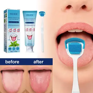 Tongue Cleaning Gel with Brush Tongue Cleaning Oral Care Clear Oral Odor Fresh Breath Cleansing Cleanser
