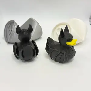 Cute 3D-printed bat wing duck/animal statues - plastic ornaments with expressive eyes and bat costumes, suitable for indoor and outdoor play, Halloween, birthday gifts or car decoration, durable and collectible home accessories, cherished by collectors