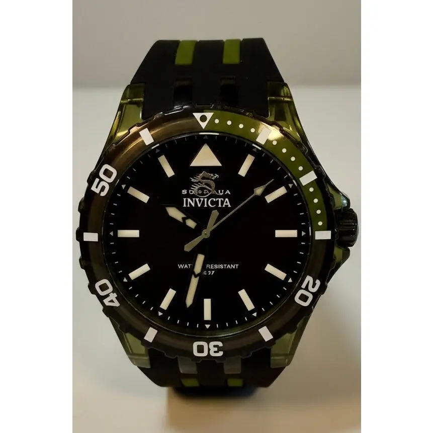 Invicta Subaqua 70035 Men's Tactical Diver Watch with Olive Green Silicone Strap, 44mm Case, Quartz Drive Movement, Diving