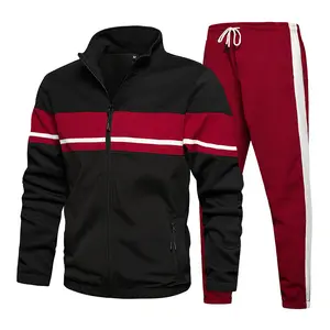 HYPESTFIT Men's 2-Piece Casual Contrast Sports Tracksuits Set, Includes Track Pants, for Jogging & Daily Wear