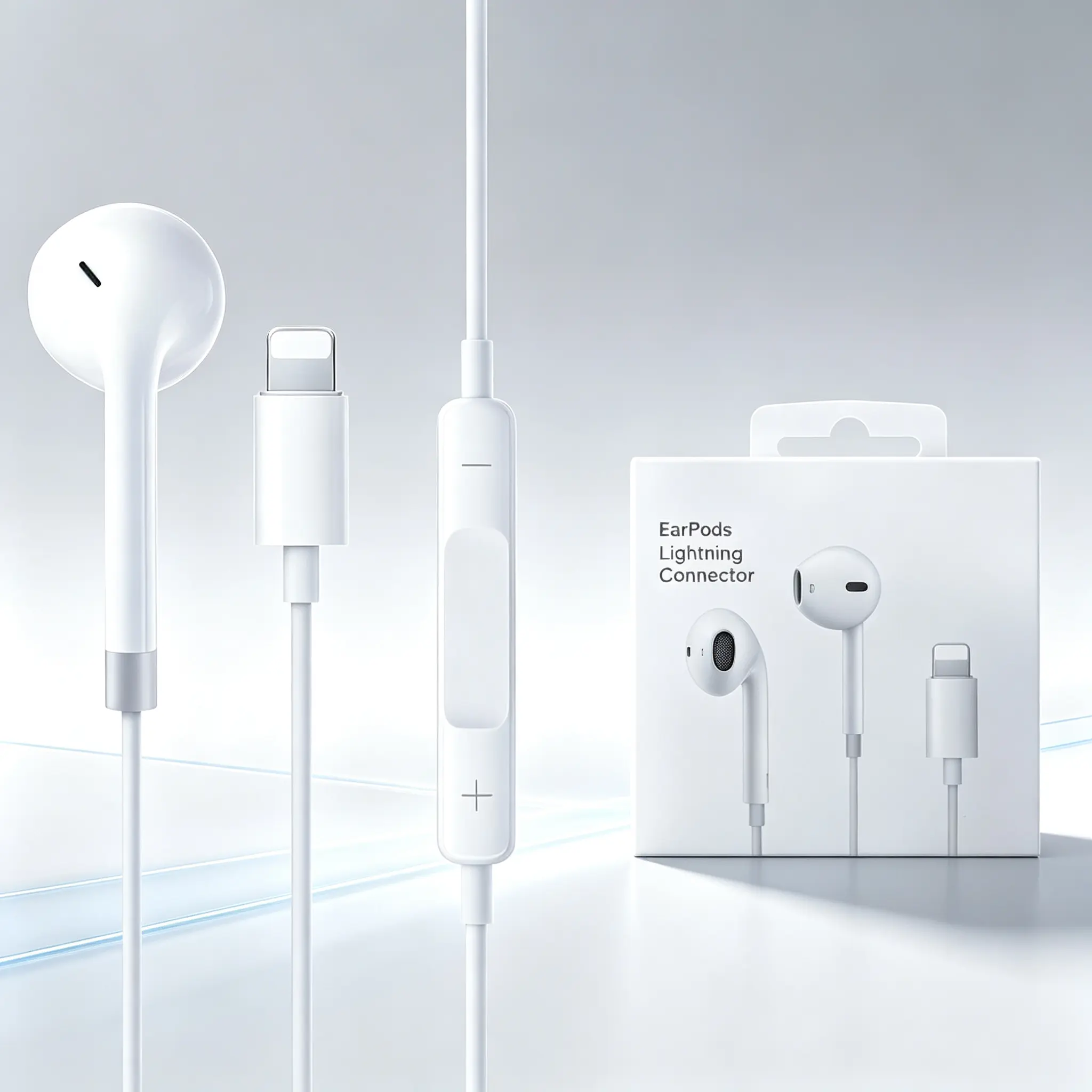 EarPods Lightning Connector - White Color, Compatible with iPhone, with Lightning Connector and EarPods