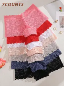 Women's Daisy Lace Safety Pants, Multi-Color Transparent Elegant Pattern, Valentine's Day Skirt Underwear, Date Essential