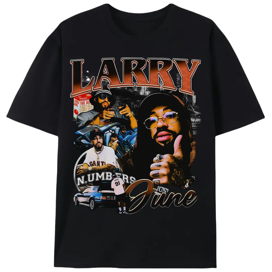 Men's LARRY JUNE Graphic Print Stretch Short Sleeve Cotton Knit Round Neck Casual T-Shirts - Comfortable Streetwear Top