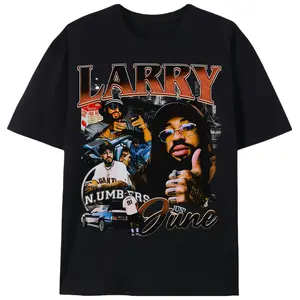 LARRY JUNE TEE Print Short Sleeve T-Shirt Menswear Stylish Top Underwear Man Streetwear Tshirt Shortsleeve Crewneck Tropical