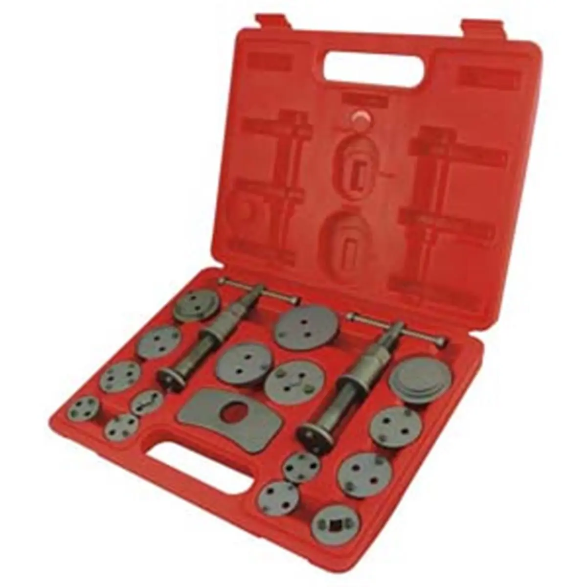 Astro Pneumatic AO78618 18-Piece Push Back Vehicle Brake Caliper Tool Set with Complete Set of Adaptors, Left-Handed and Right-Handed Thrust Bolt