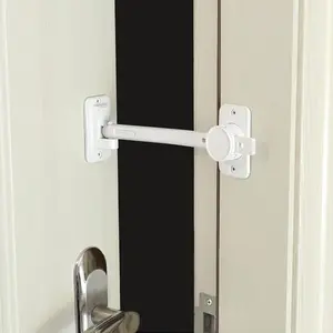 Cat Door Latch & Stopper, Adjustable   Proof Door Lock and Pinch Guard, Let's Cats in and Keeps Dogs Out of Litter & Food, No Need for Pet Gates or Interior Cat Door (White)
