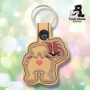 Shih Tzu Keychain | Embroidered Faux Leather | Shih Tzu Butt | Dog Breed Gift | Handmade Keychain | Alaska Made