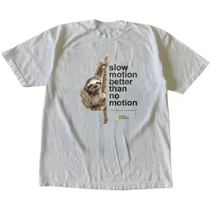 Gildan Men's and Women's T-shirt, Sloth Slow motion better than no motion Graphic Tee, Animal Tee, Unisex T-shirt, Gift T-shirt, Y2k Unisex Graphic Tees Gothic Grunge Emo Scene Amity Affliction Style Clothes Menswear Womenswear Streetwear