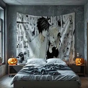 A tapestry of the anime Death Note, suitable for wall decoration in living room, bedroom and dormitory, machine washable and easy to hang Gift Hanging