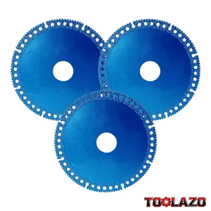 3-Pack 4.5" Blue Multi-Functional Diamond Cutting Discs | Indestructible Angle Grinder Blades with 0.79" Arbor | Ultra-Thin Dry Cut Off Wheels for Metal, Steel, Tile, Marble, PVC & More | Heavy-Duty Replacement Blades