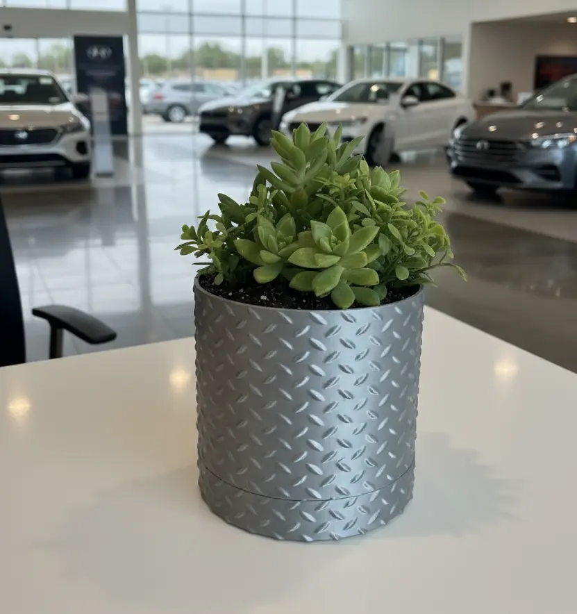 Steel Tread Planter with Hidden Drip Base