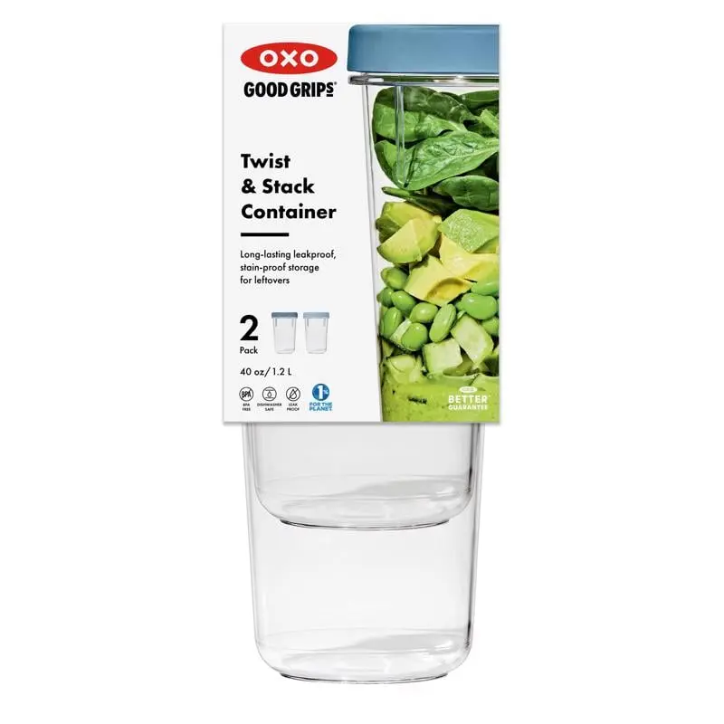 OXO 6092526 40 oz Good Grips Blue Food Storage Container Set - 2 per Pack