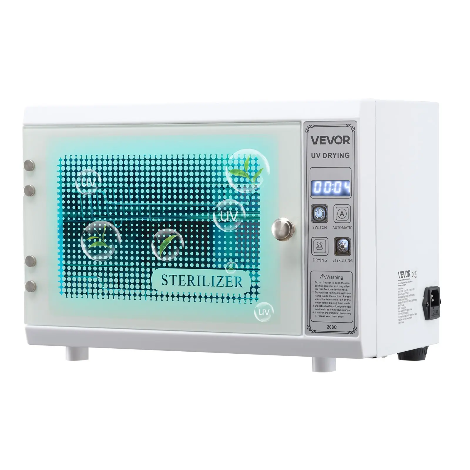 【Summerfinds】VEVOR UV Nail Care Cleanser Machine, 12L Dual-Layer Carbon Steel Cabinet, 185nm Wavelength, 160W, 208°C, Timer, Tempered Glass Door, Automatic Closing, 14.49 x 9.06 x 10.24 in, Efficient for Beauty Salons & Labs
