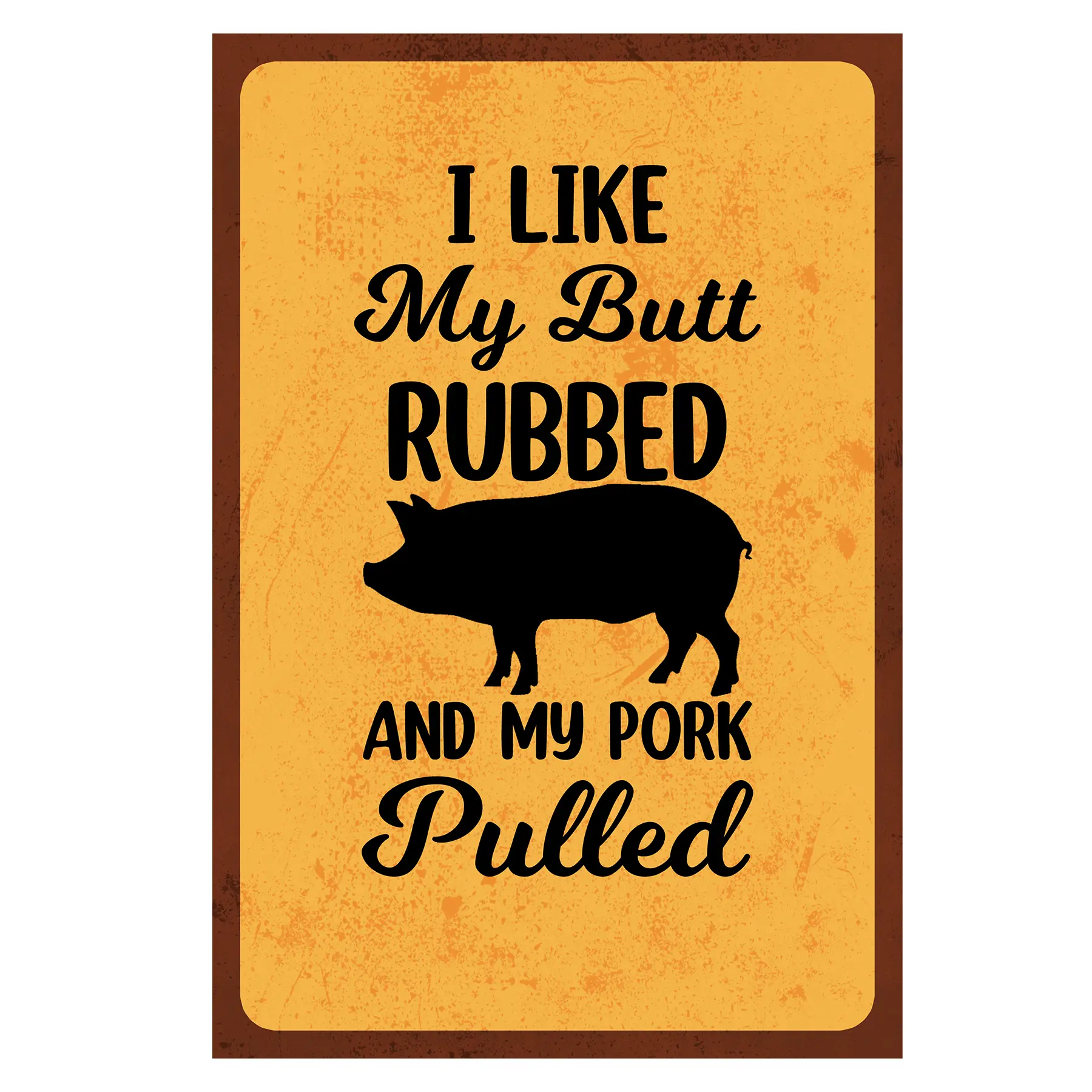 Backyard Patio BBQ Firepit 12 x 8 inch Meat temperature Magnet Sign (pork pulled)