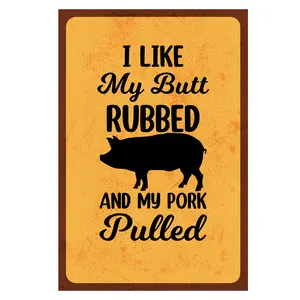Backyard Patio BBQ Firepit 12 x 8 inch Meat temperature Magnet Sign (pork pulled)