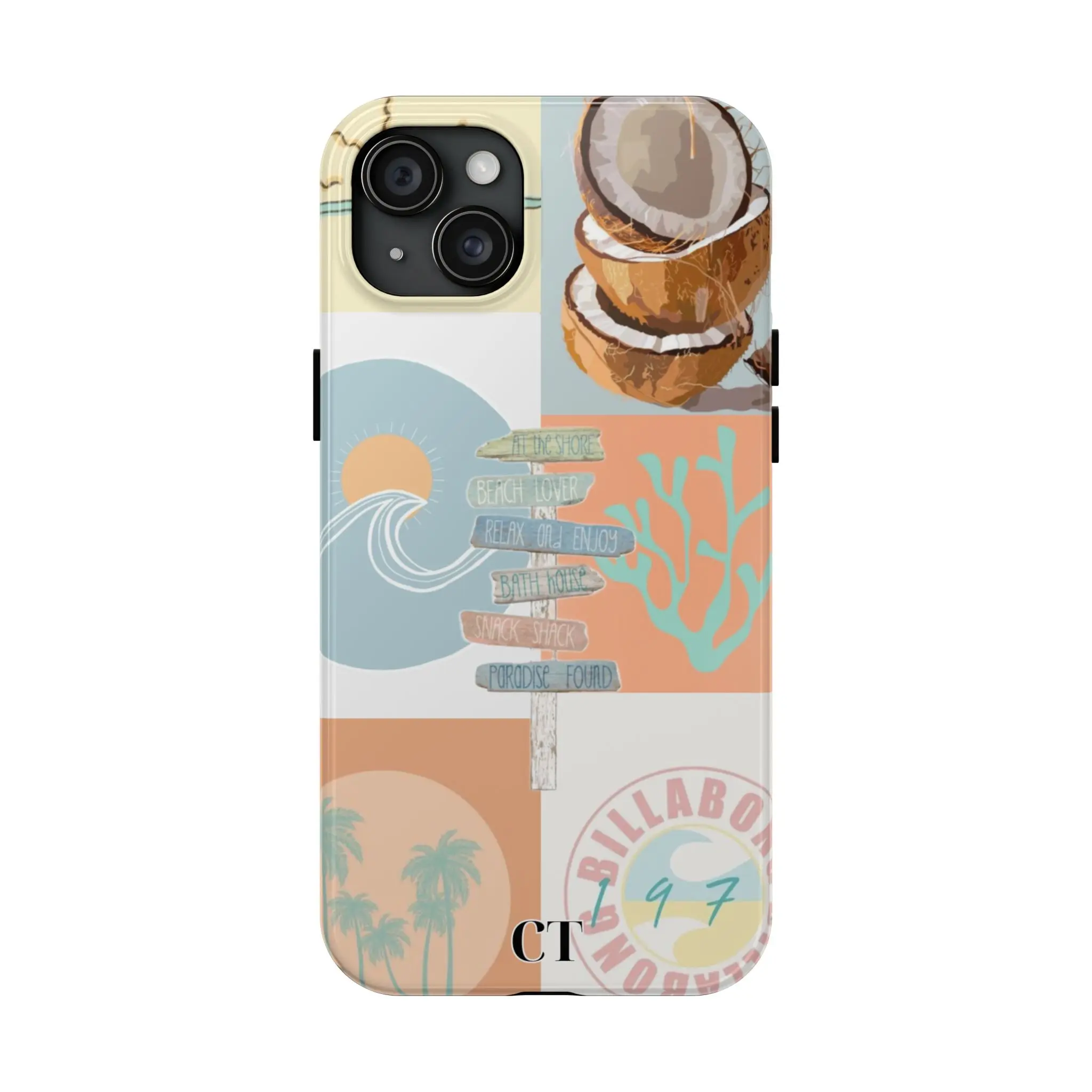 CustomizedTouches Aesthetic Summer Phone Case Collage, Coconut Girl Phone Case, Ocean Beach Phone Case, iPhone 15 14 13 12 11 Pro Max 8 Plus X Accessories Protection