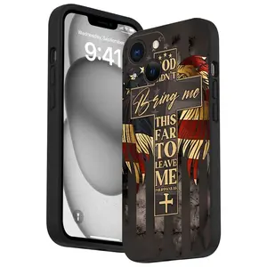 Bible Verse American Christian Cross Pattern Straight Edge Phone Case for iPhone 16 15 14 Pro Max 13 12 11 XR XS Plus Shockproof Drop Protection Rugged Durable Silicone Cover