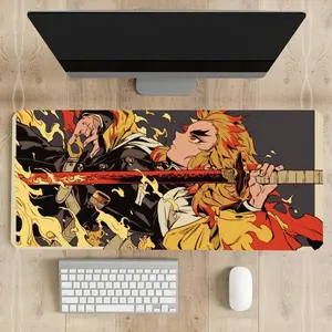 Anime Desk Mat, Large Gaming Mousepad Featuring Rengoku, Non-Slip Base, Demon Slayer Desk Pad, Anime Mousepad, Desk Mat Gift