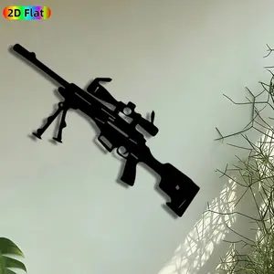 1pc Sniper Rifle Silhouette Metal Wall Art, Tactical Rifle Statue Mural, Craftsmanship, Iron Craft, Modern Home Decor, Indoor Decoration, Perfect for Fathers Day, Housewarming Decor, Man Cave Garage Office Decor, Ideal Gift for Tactical Enthusiasts