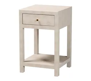 Baxton Studio Dansby Beige Faux Shagreen 1-Drawer End Table