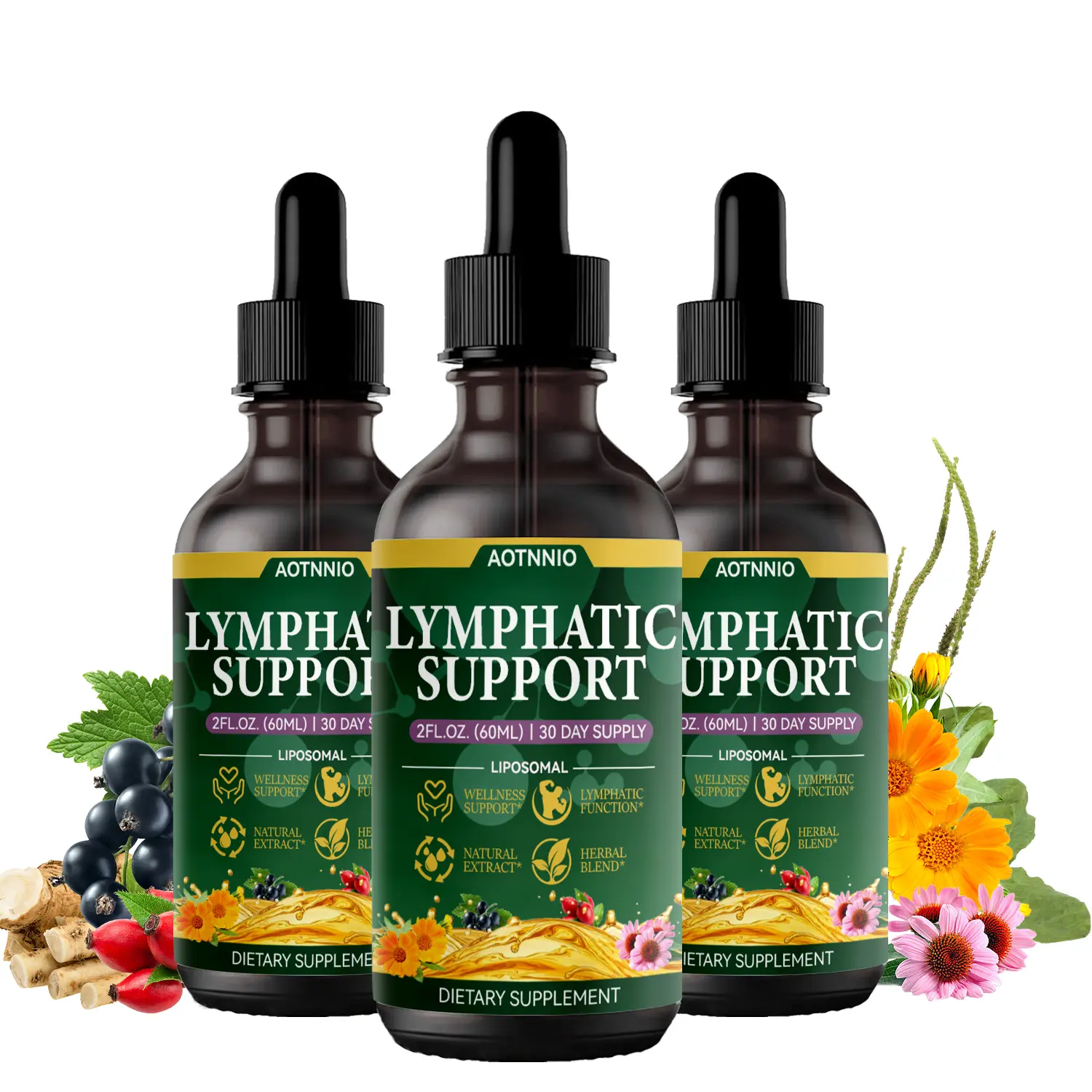 Natural Lymphatic Support Drops for Men & Women | Supports Cleansing and Immune System Health | Herbal Blend with Echinacea Root, Elderberry, Plantain Leaf, Blue Vervain & Thyme Leaf | DealsForYouDays