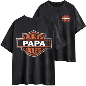 World's Coolest PAPA/Grandpa/Grandma Nickname Gift Motorcycle Dad /Mom Print Back Font Shirt Sweatshirt Hoodie, Father's Day Tee Birthday Gift from Grandkids/Kids Menswear Top 25626