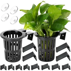 2025 New Upgraded Large Aquarium Plant Holder with 1.57-inch Extension Hooks and Suction Cups for Fish Tank Aquaponic Plant Cultivation and Aquascape Decorations (2 PCS)