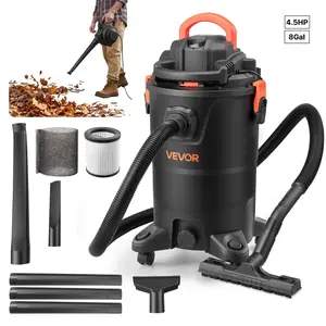 VEVOR 3-in-1 Shop Vac, 11 Gallon Wet Dry Shop Vacuum, 4.5 Peak HP Portable Vacuum Cleaner with Blower, Dual-Filter, 1350W Input Power, 1.25in x 7ft Hose, 9.8ft Cord for Jobsite, Workshop, Garage, Home