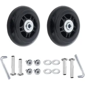 70 x 24mm Luggage Wheels Replacement, 2 count Rubber Suitcase Swivel Caster Wheels Repair Kit, Sturdy Smooth Rolling for Carry-on Roller Bag, Trolley, Travel Case