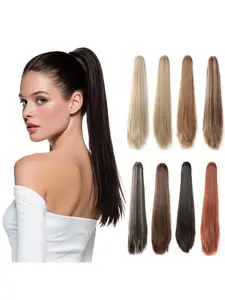 Hot Selling Long Straight Clip-In Ponytail Natural High Ponytail Synthetic Hair for Daily Wear, Fake Hair Extensions