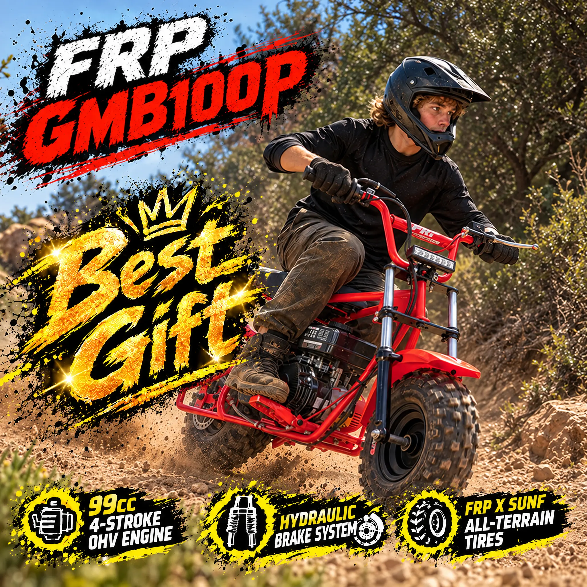 FRP GMB100 Performance Mini Bike 99cc 4-Stroke Hydraulic Brake Suspension Fork