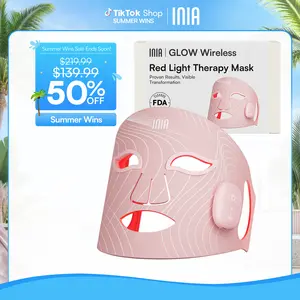 INIA GLOW Wireless LED Face Mask-With Red Light Therapy, 2-Year Warranty,  Portable and Rechargeable for LED Facial Mask Skincare at Home and Travel, Mother's Day Special Gift
