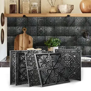 12/24 PCS ART PE Crystal Tile Stickers Gift Box Retro Metal Carved Decorative Wall Stickers Waterproof Oil-Proof for Kitchen Bathroom Floor Ceiling Tile Wood Home Decoration Tiles Sticker Adhesive Stickers Household Decoration Supplies