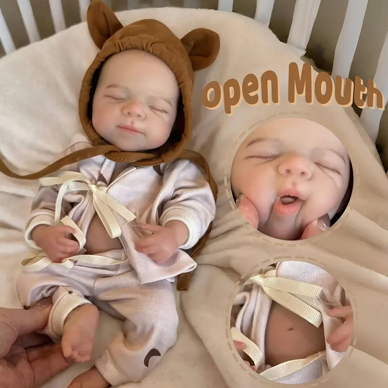 Otarddolls 13 Inch / 33cm Washable & Open Mouth Silicone Reborn Girl Doll Pascale, Closed Eyes, Handmade Painted, Full Body Soft Solid Silicone Doll, Perfect For Love Gift