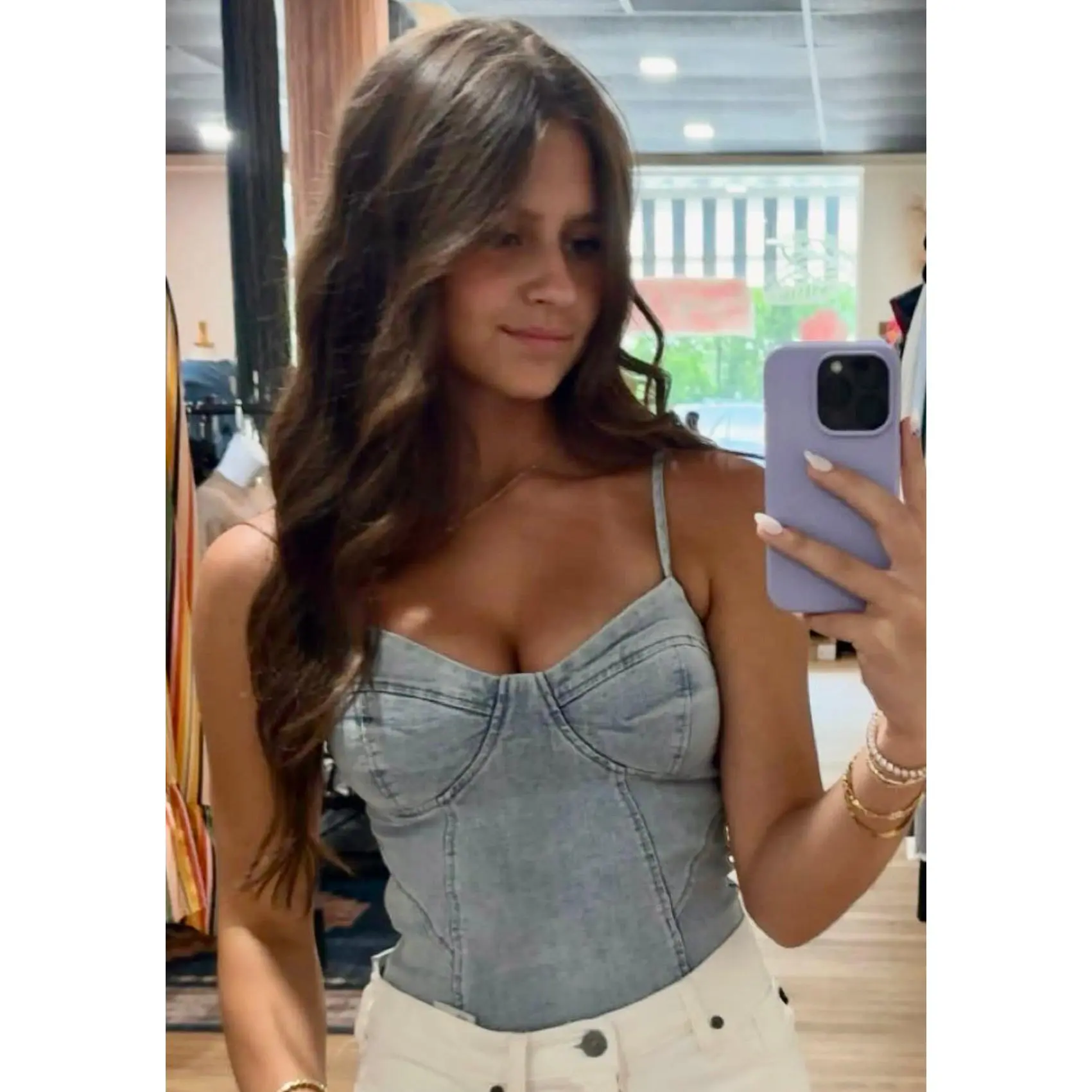 Shell Denim Bodysuit