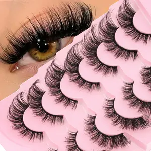 7 Pairs Powder Platform W68, C Curl Dense Style Cosmetic False Lashes