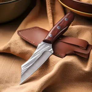 High hardness stainless steel hand forged kitchen knife, slicer, barbecue knife, boning knife for cutting meat, outdoor cutting knife, cooking knife, fixed, with sheath, suitable for home, outdoor, camping, portable and sharp.
