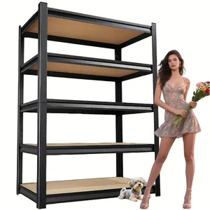 Warehouse 5-Tier Heavy-Duty Metal & Wood Garage Shelving Unit Holds 3000 LBS Perfect for Tires Tools & Garage Gear Smart Storage Solution Easy Assembly Racks Set