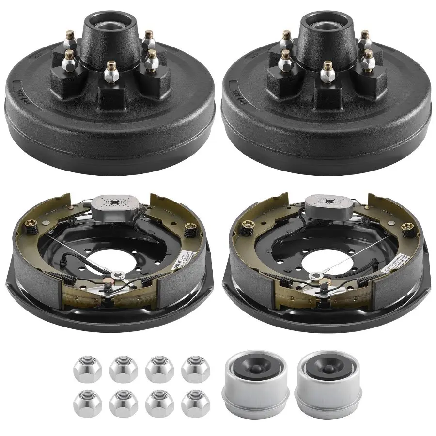 VEVOR Electric Trailer Brake Assembly, 12x 2 Inch, 1 Pair Self-Adjusting Electric Brakes Kit for 6000 lbs Trailer Axle, Backing Plates for Braking System Part Replacement, Fit for Trailers, RVs