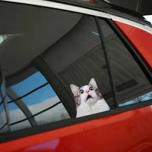 Funny Peeking Cat Car Sticker Cute Viral Cat Decal for Car Door Window or Laptop Waterproof Die-Cut Adhesive